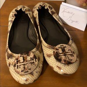 Tory Burch snakeskin Reva flats
